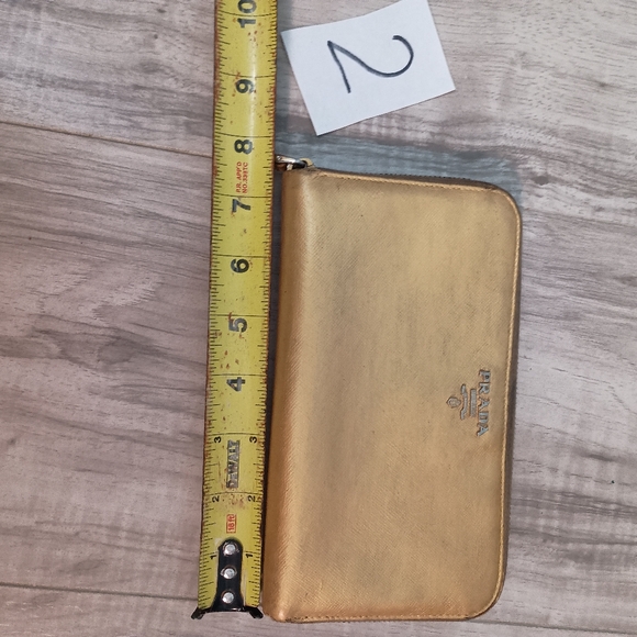 Prada Saffiano Zip Around Wallet Metallic Gold - MyDesignerly - Picture 12 of 13